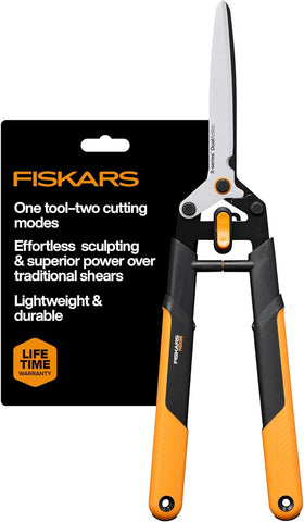 Fiskars 25" DualAction Hedge Shears, 2-in-1 Fast or Powerful Trimming