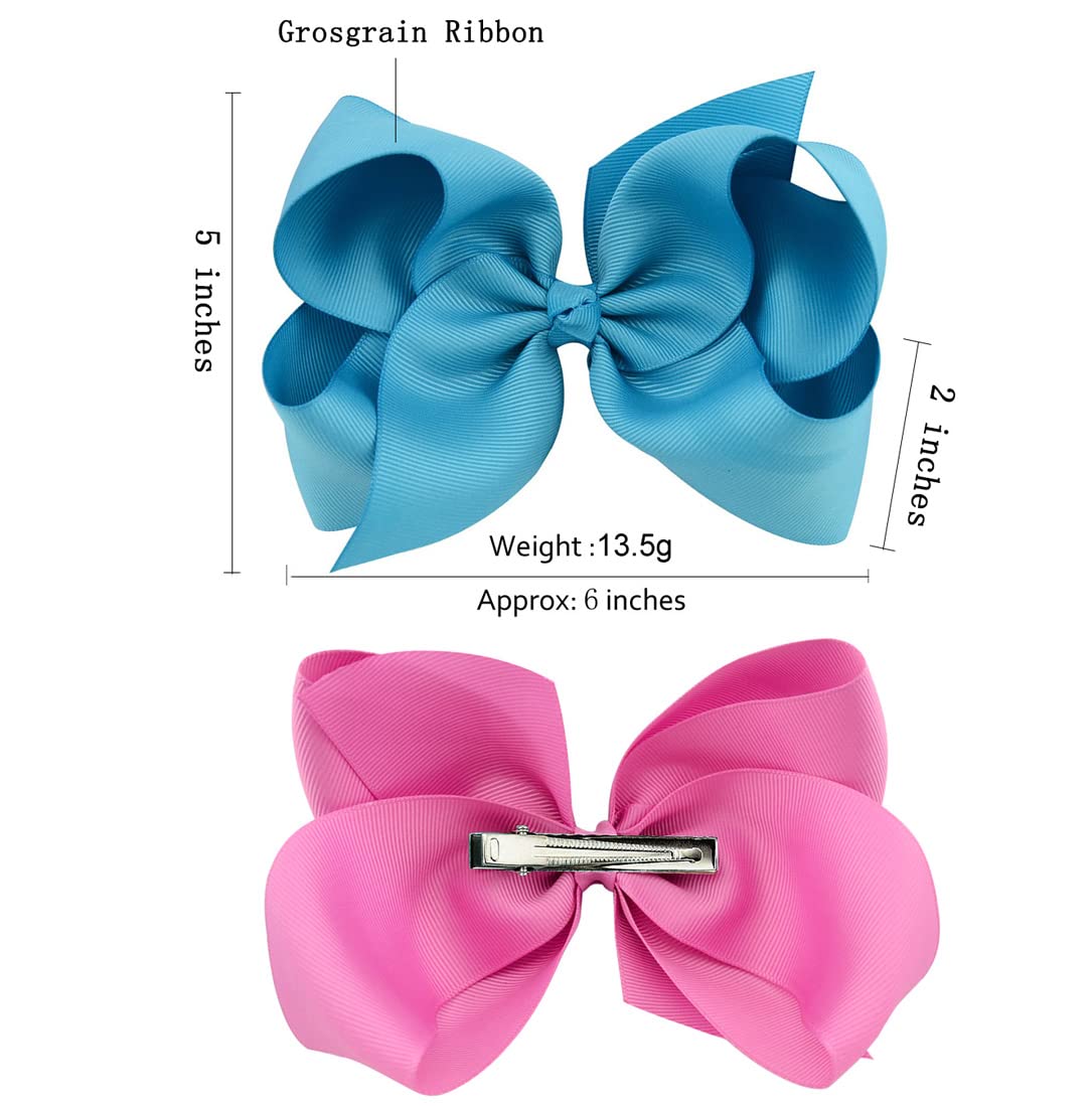 25PCS Big 6 Inch Hair Bows for Girls Grosgrain Ribbon Toddler Hair Accessories with Alligator Clips for Toddlers Baby Girls Kids Teens