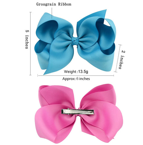 25PCS Big 6 Inch Hair Bows for Girls Grosgrain Ribbon Toddler Hair Accessories with Alligator Clips for Toddlers Baby Girls Kids Teens