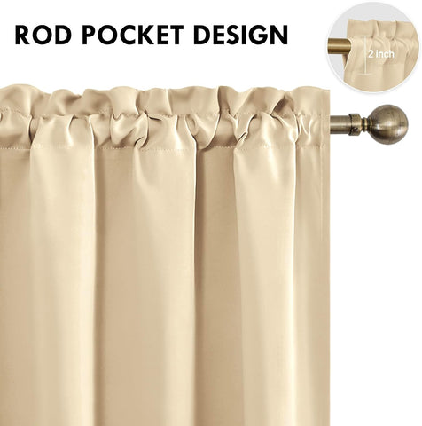 DWCN Blackout Curtains for Bedroom Living Room 38 x 45 Inch Long Beige