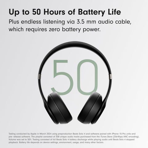 Beats Solo 4 - Wireless On-Ear Bluetooth Headphones, Up to 50-Hour Battery Life, Ultra-Lightweight Comfort, Powerful and Balanced Sound, Apple & Android Compatible - Matte Black