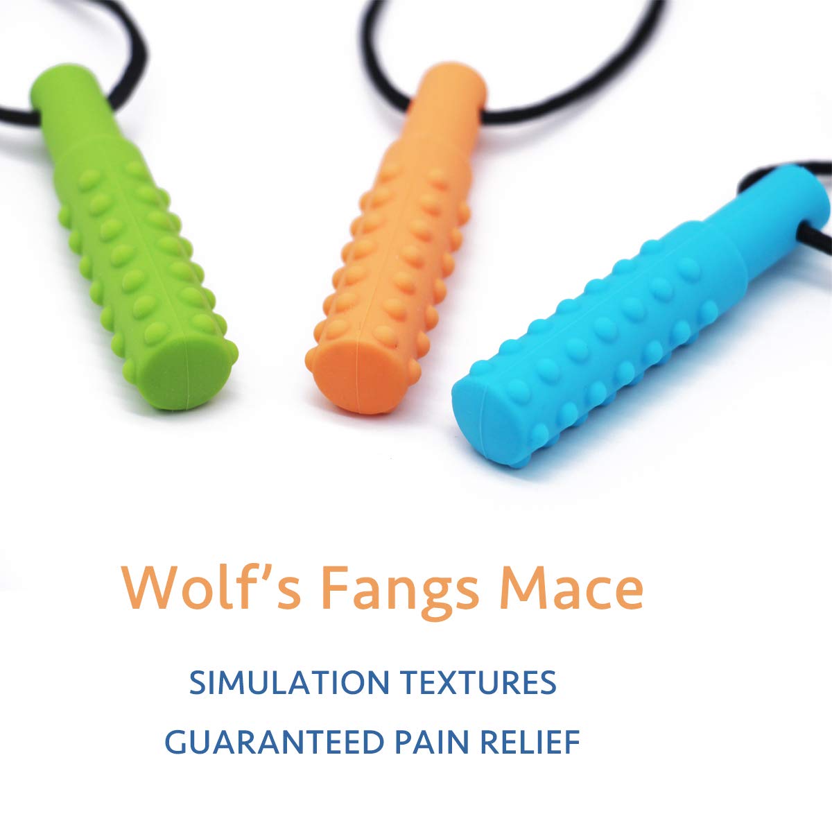 Sensory Chew Necklace (3 Pack) - Sensory Oral Motor Aids Teether Toys for Autism, ADHD, Baby Nursing or Special Needs- Chewing Biting Fidgeting for Kids Adult Chewers (Standard Firm)