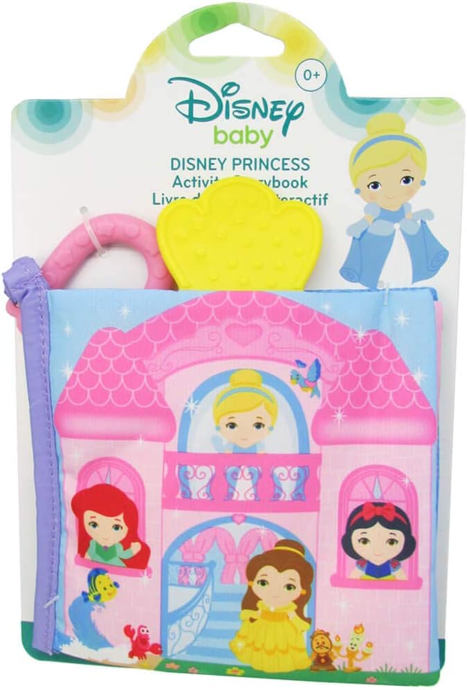 KIDS PREFERRED Disney Baby - Disney Princess Soft Book with Teether Toy & Crinke Pages - Picture Book for Newborns