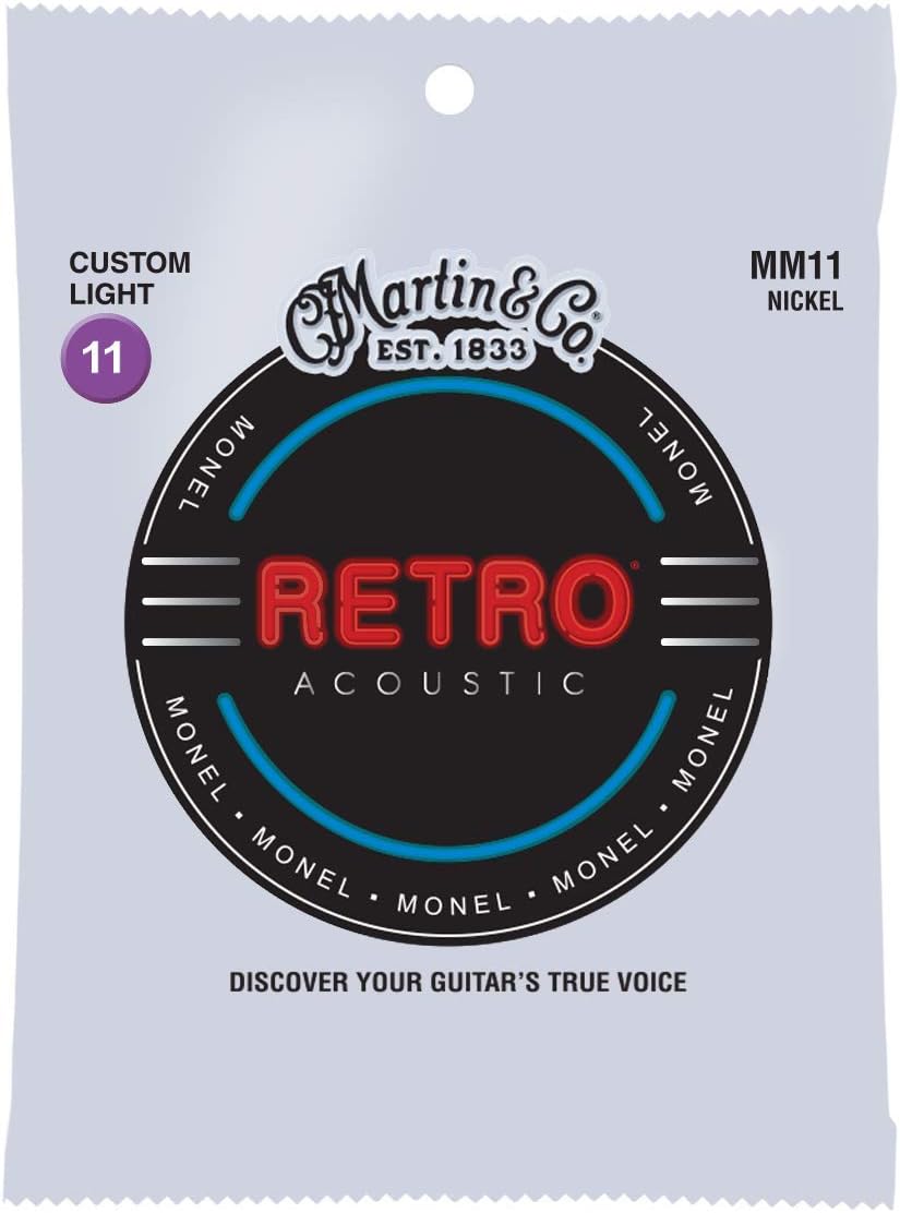 Martin Retro® Acoustic Guitar Strings – Monel, Custom Light Gauge | Warm, Natural Tone with Long Life