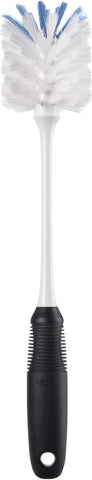 OXO Good Grips Bottle Brush, Dual-Bristle Cleaning for Bottles, Pitchers and Carafes, Flexible Neck Scrub Brush, Safe for Stemware and Delicate Glassware, Dishwasher Safe