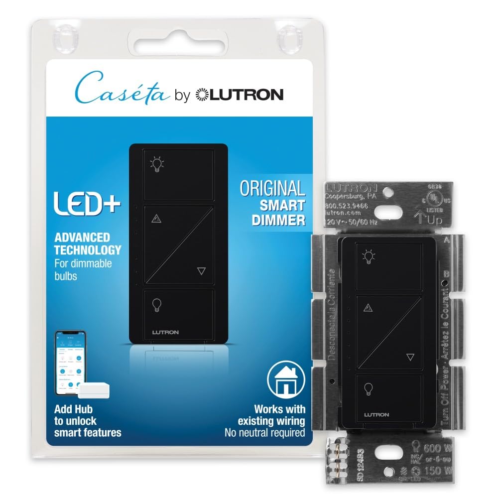 Lutron Caseta Smart Dimmer Switch (Smart Hub Required), No Neutral Required
