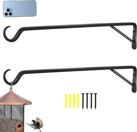 AILIN YELOKIE 2 Pack Extra Long 23 Inch Heavy-Duty Rust-Resistant Solid Steel Plant Hangers and Bird Feeder Hangers for Indoor and Outdoor Decor, Wall Hooks