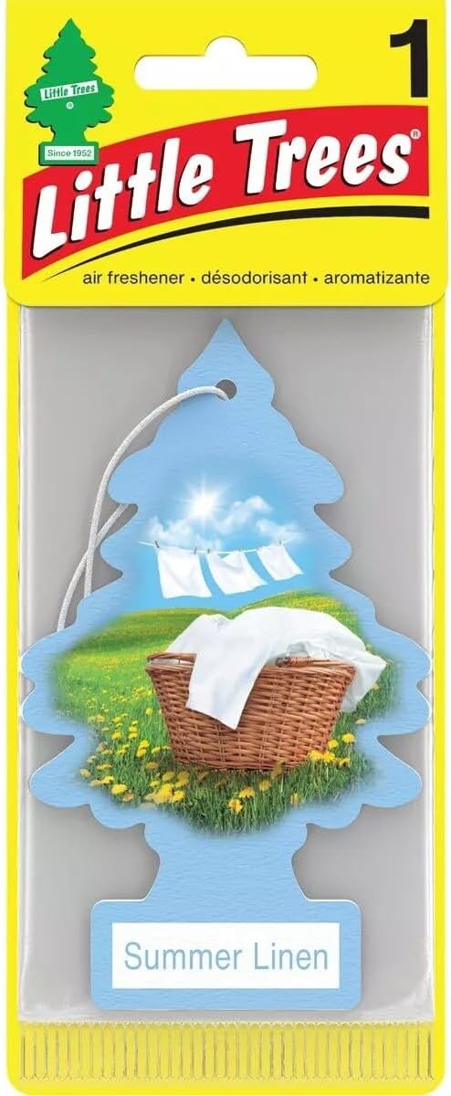 LITTLE TREES Car Air Freshener | Hanging Paper Tree for Home or Car | Summer Linen | 6 Pack