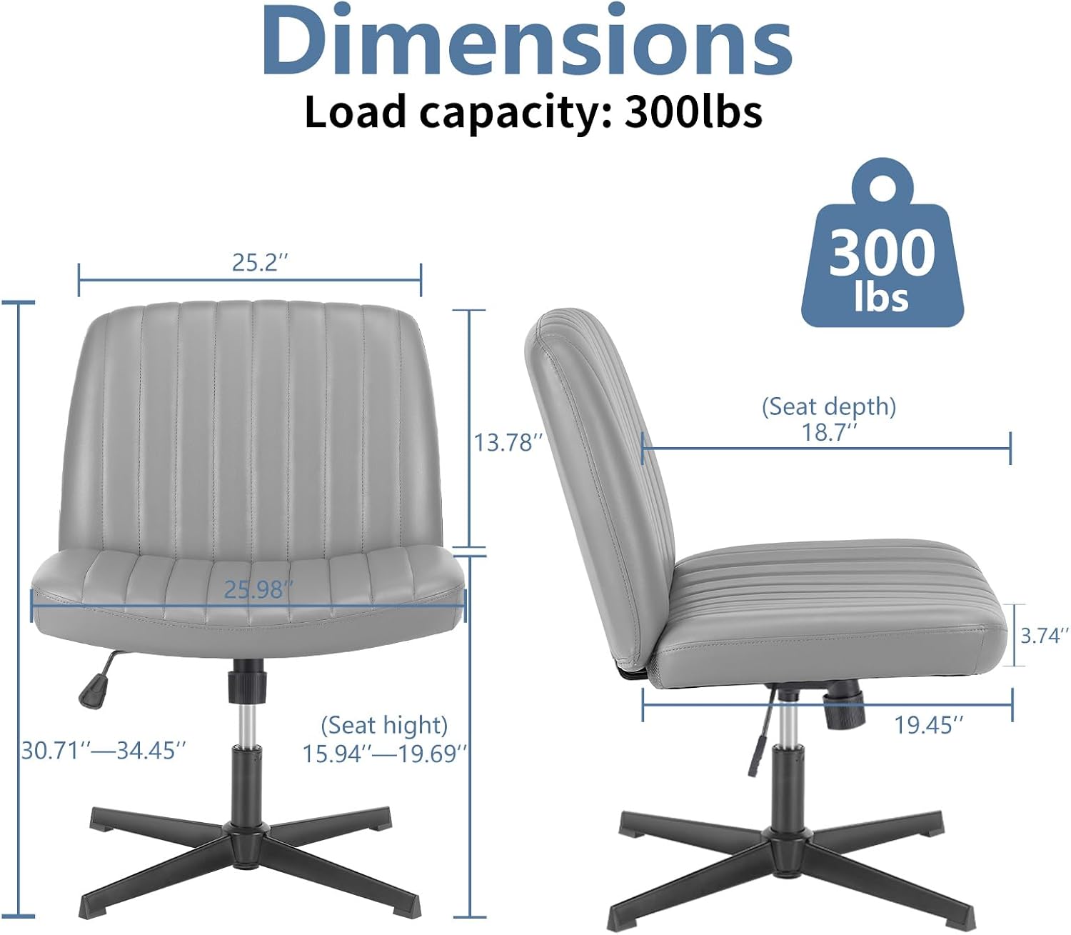DUMOS Criss Cross Chair, Cross Legged Vanity Chair No Wheels, Home Office