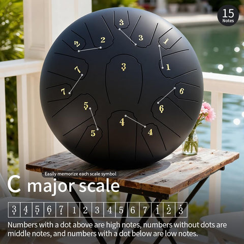 Rain Drum for Outside Garden,Steel Tongue Drum 12 Inches 15 Notes Musical Instruments, Handpan Drum Percussion Instrument