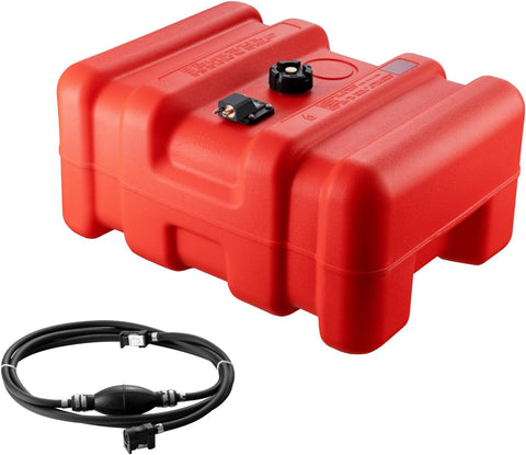 VEVOR Marine Tank, 14.53 Gallon/55L, Boat Tank with 9.8 ft Long Hose, Two-Way Vent Cap, High-Density Polyethylene, Leak-Proof, Visible Gauge, Easy to Carry, for Outboard Engine Fishing Boat Yacht