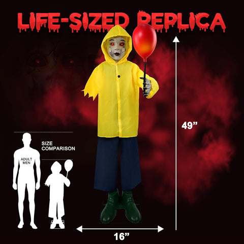 4 Ft Life Size Halloween Animatronics Prop with Sound & Touch