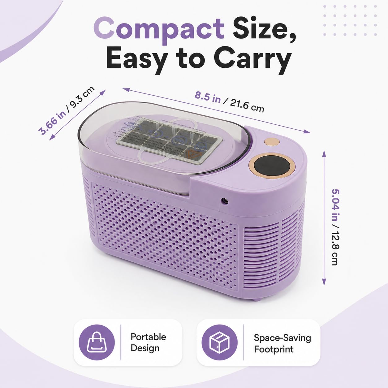 Portable Ice Maker Machine, Mini Cube Maker, Dual Power Fast Ice Making, 12V Car Compatibility, 8 Ice Cubes in 10 Minutes for Home, Office, Camping, Travel Use (Purple)