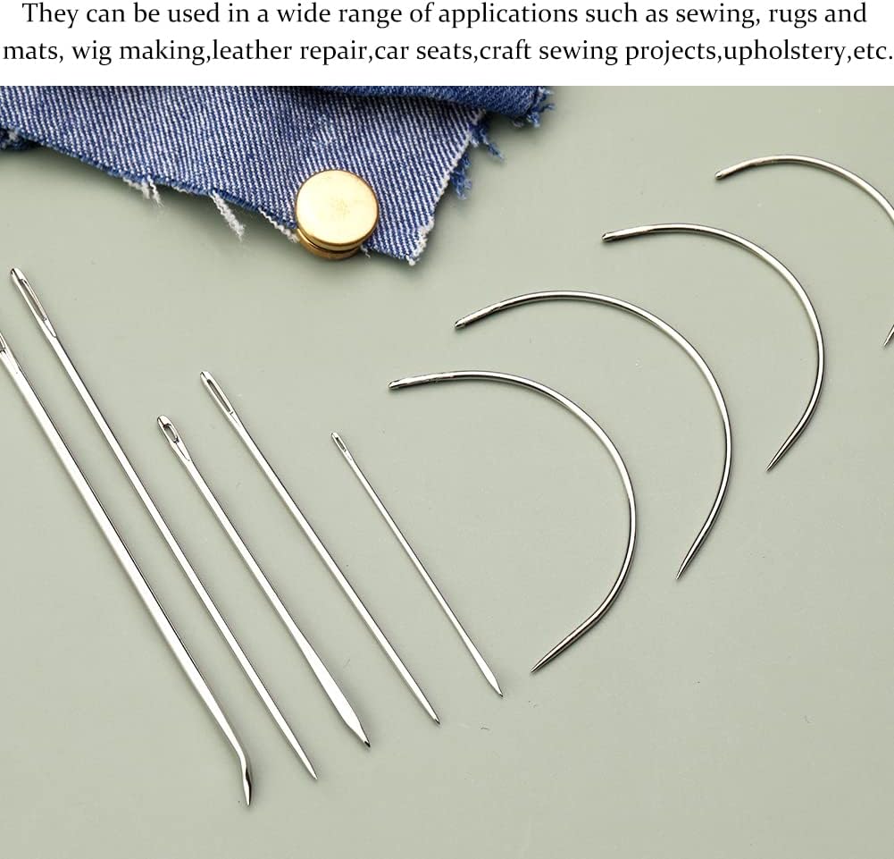 Veroave Sewing Needles, 9 PCS Curved Needle, Upholstery Needle
