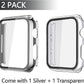 Misxi 2 Pack Hard PC Case with Tempered Glass Screen Protector Compatible with Apple Watch Series 6 SE Series 5 Series 4 40mm, 1 Silver + 1 Transparent