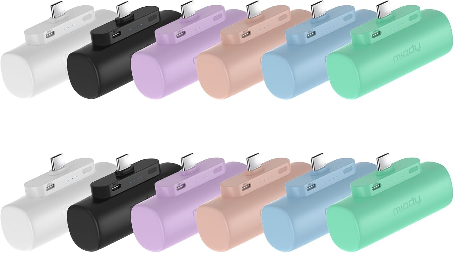 Miady 12-Pack Mini Portable Charger Built-in USB C Connector Power Bank