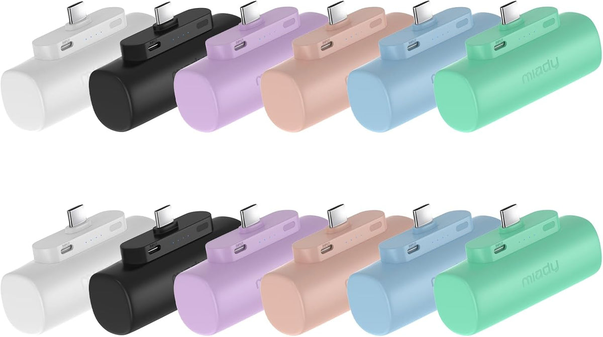 Miady 12-Pack Mini Portable Charger Built-in USB C Connector Power Bank