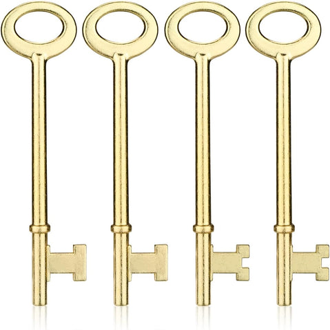 Mellbree Skeleton Key KY-32 KY-33 Brass Replacement for Old Doors 4-Pack