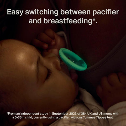 Tommee Tippee Breast-Like Night Pacifier, Glow in Dark, 0-6m, Pack of 4
