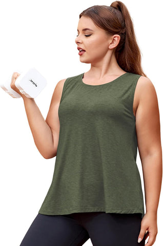 LALAGEN Plus Size Womens Workout Tank Tops Sleeveless Summer Loose Fit Flowy Yoga Athletic Running Shirts Pilates Outfits