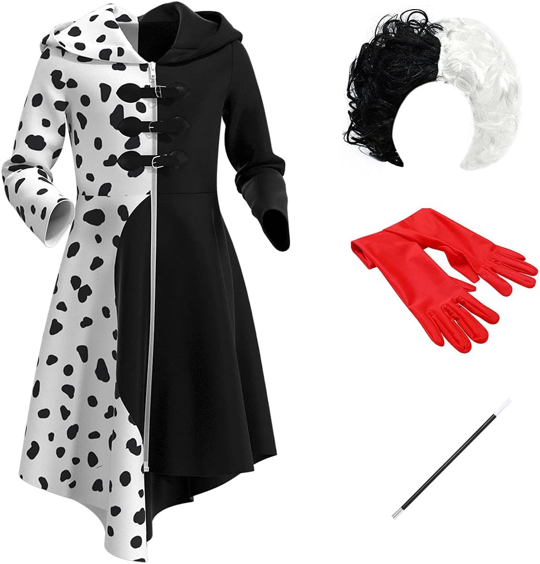 Toddler Baby Girls Cosplay Costume Fancy Halloween Carnival Dress Up Gown + Wig + Gloves + The Pole 4PCS Outfit