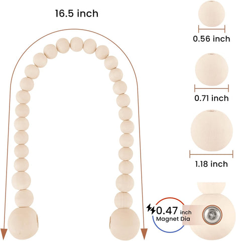 KLOGTSIND Magnetic Curtain Tiebacks, 4 Pack Wood Bead Curtain Holdbacks
