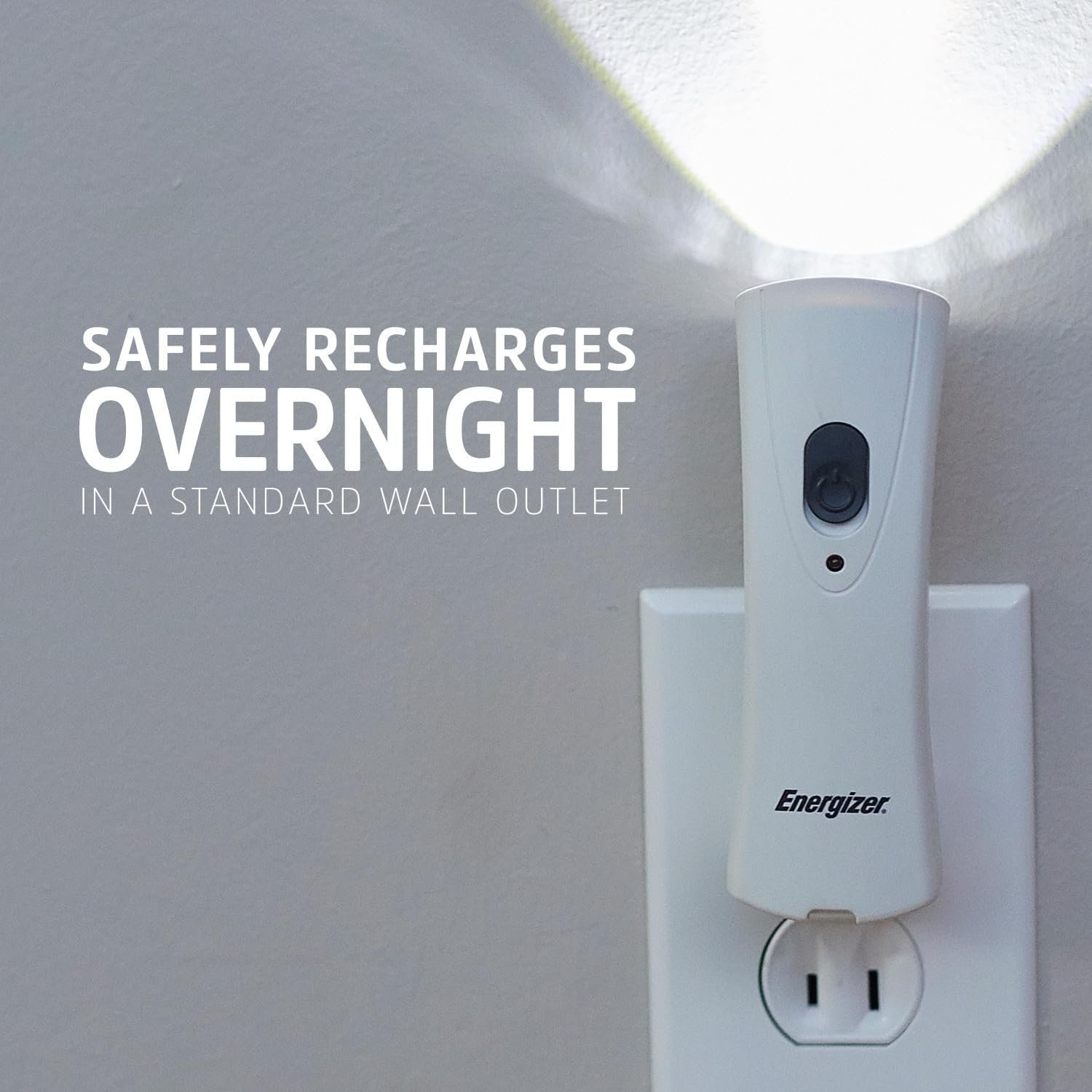 Energizer Auto-On LED Flashlights Rechargeable for Home Power Failure, Plug in LED Flashlight for Power Outage, Night Light, Hurricane Preparedness (Pack of 72)