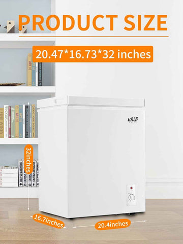 Krib Bling 5.0 Cu.Ft Chest Freezer with a Removable Basket, Deep Freezer with 7 Gears Temperature Control (-16F to -48F), for House, Kitchen, Garage, Basement, Shop, White