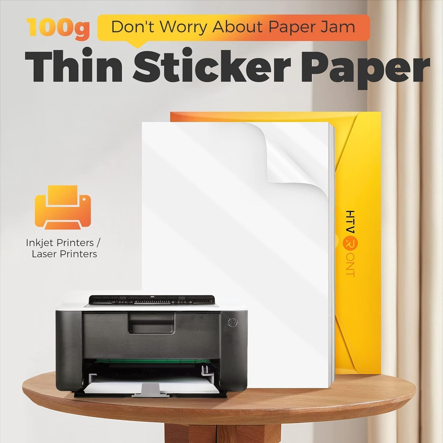 HTVRONT Printable Vinyl Sticker Paper, Glossy White, 8.5"x11", 55 Sheets
