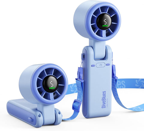 Diveblues Portable Handheld Turbo Fan, 5 Gear Wind, Battery Operated, Up to 12 Working Hours, 3 IN 1 Hand Fan with Air Turbo Tech Cooling Fan for Outdoor Activities, Travel, Working