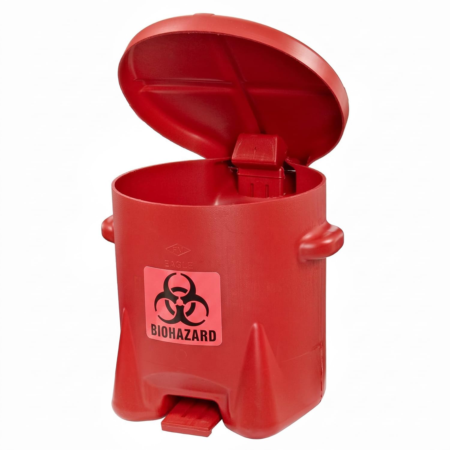 Eagle Biohazard Trash Can, Self-Closing Lid, 6 Gallon, Made in the USA, Red
