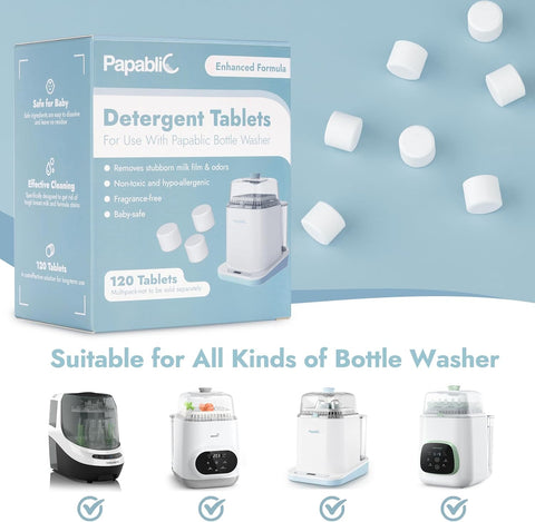 Papablic Official Detergent Soap Tablets for Bottle Washer, 120Pcs