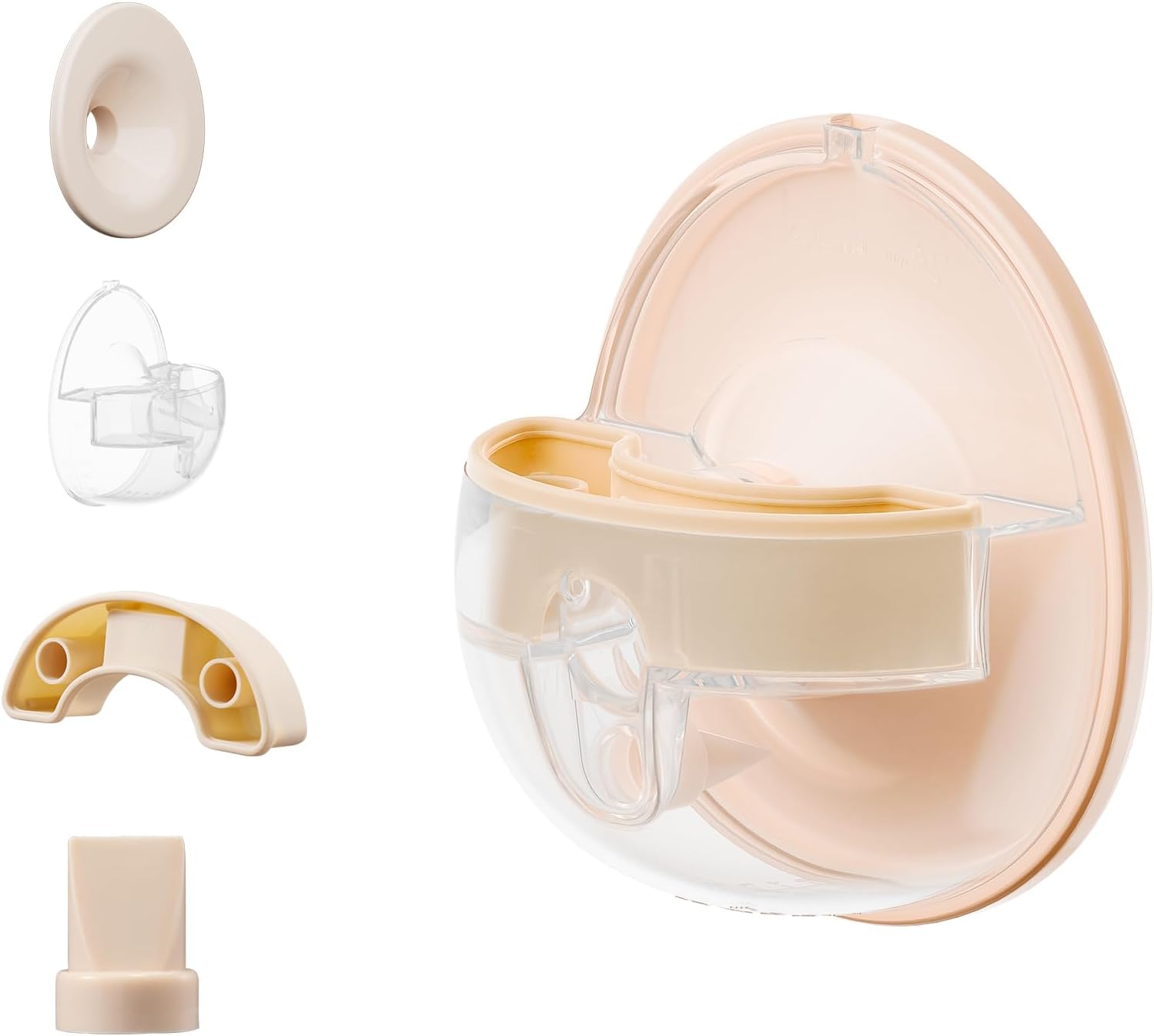 Paruu P16 Replacement Full Set Collector Cup, Only Compatible with P16 Wearable Breast Pump (150ml, 24mm Flange), Original Accessories（Nude, 1 Set