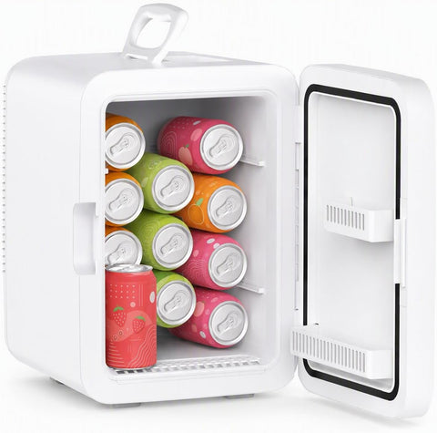 Electactic 10L Compact Mini Fridge, AC/DC Small Refrigerator, White