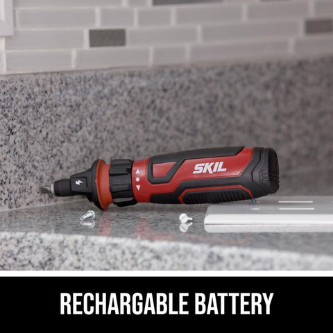SKIL Rechargeable 4V Cordless Screwdriver with Circuit Sensor Technology Includes 45pcs Bit Set, USB Charging Cable, Carrying Case - SD561204