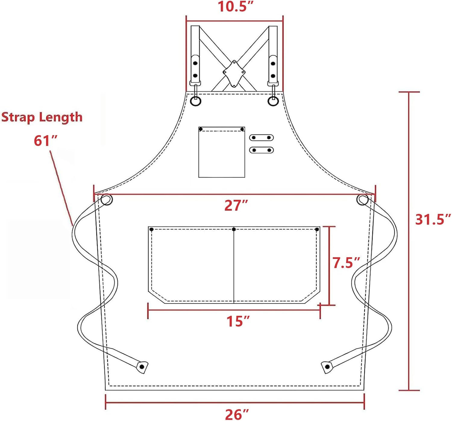 AFUN Chef Aprons for Men Women with Oversized Pockets, 16-Ounce Cotton Canvas Cross Back Heavy Duty Work Apron (Black)