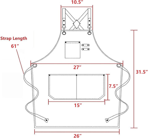 AFUN Chef Aprons for Men Women with Oversized Pockets, 16-Ounce Cotton Canvas Cross Back Heavy Duty Work Apron (Black)