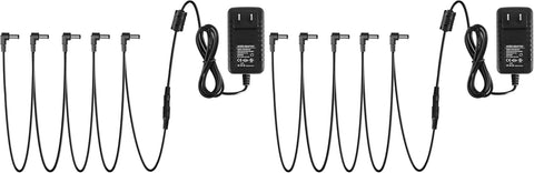 Donner DPA-1 9V DC 1A Power Supply Adapter for Electronic Keyboard, Digital Piano & Guitar Pedals, Tip Negative AC Adapter with 5-Way Daisy Chain Cable for Effects Pedal & MIDI Controller (Pack of 2)