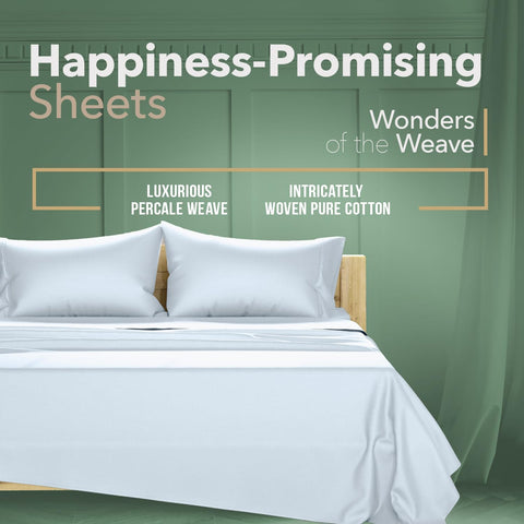 TEXAS LINEN CO. 100% Organic Cotton Sheets Twin Size - 3 PC Organic Cotton Percale Sheets Twin Set (Light Blue), Soft, Cooling & Breathable Bedsheets, 16" Deep Pocket Hotel Bedding - GOTS Certified