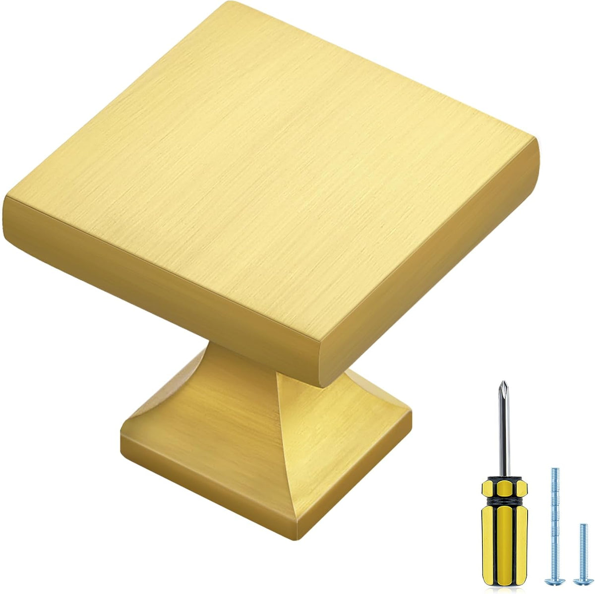 Ravinte Brushed Brass Solid Knob Gold Kitchen Cabinet Pull,10 Pack,Square-5
