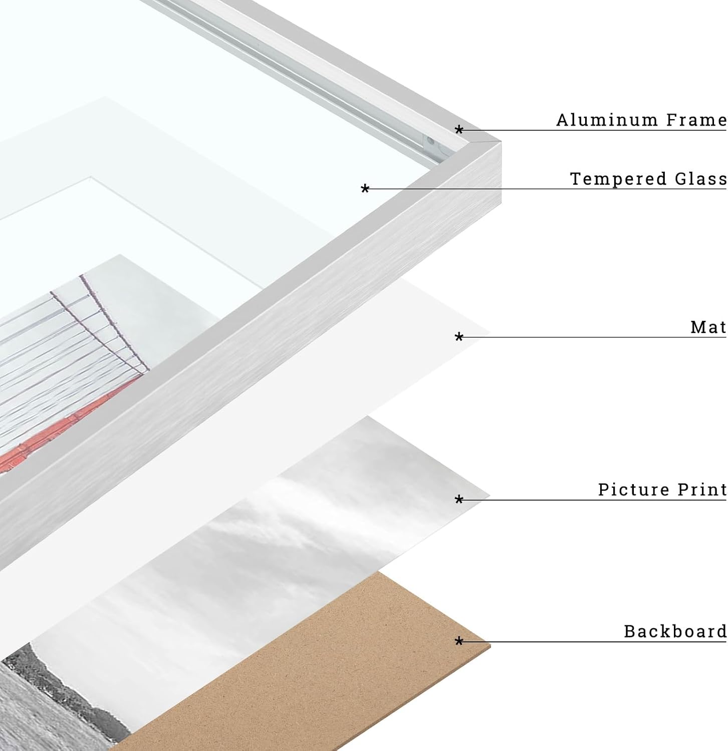 Frametory 11x14 Silver Aluminum Metal Picture Frame Mat for 8x10 Glass