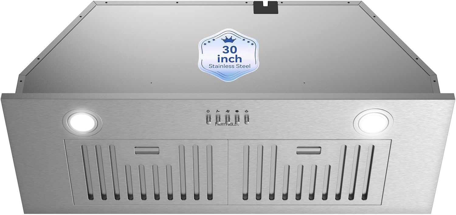 Hermitlux Insert Range Hood 30″ Built-in Vent Hood, 600 CFM for Kitchen
