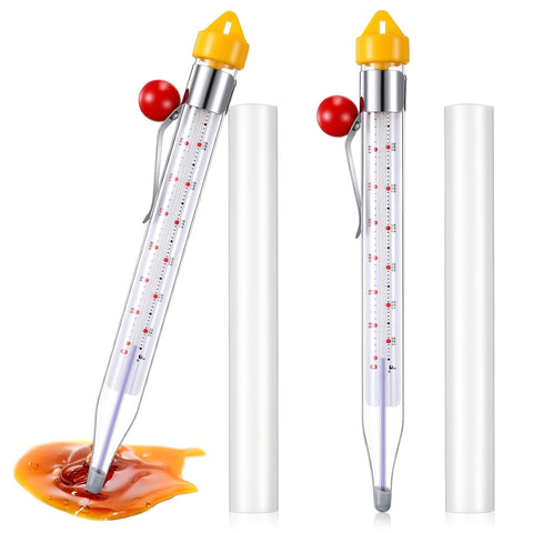 Photect 2 Pcs Candy Thermometer with Pot Clip 8", Yellow