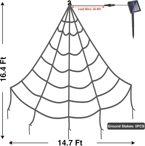 Outdoor Solar Powered Halloween Decorations Spider Web Lights
