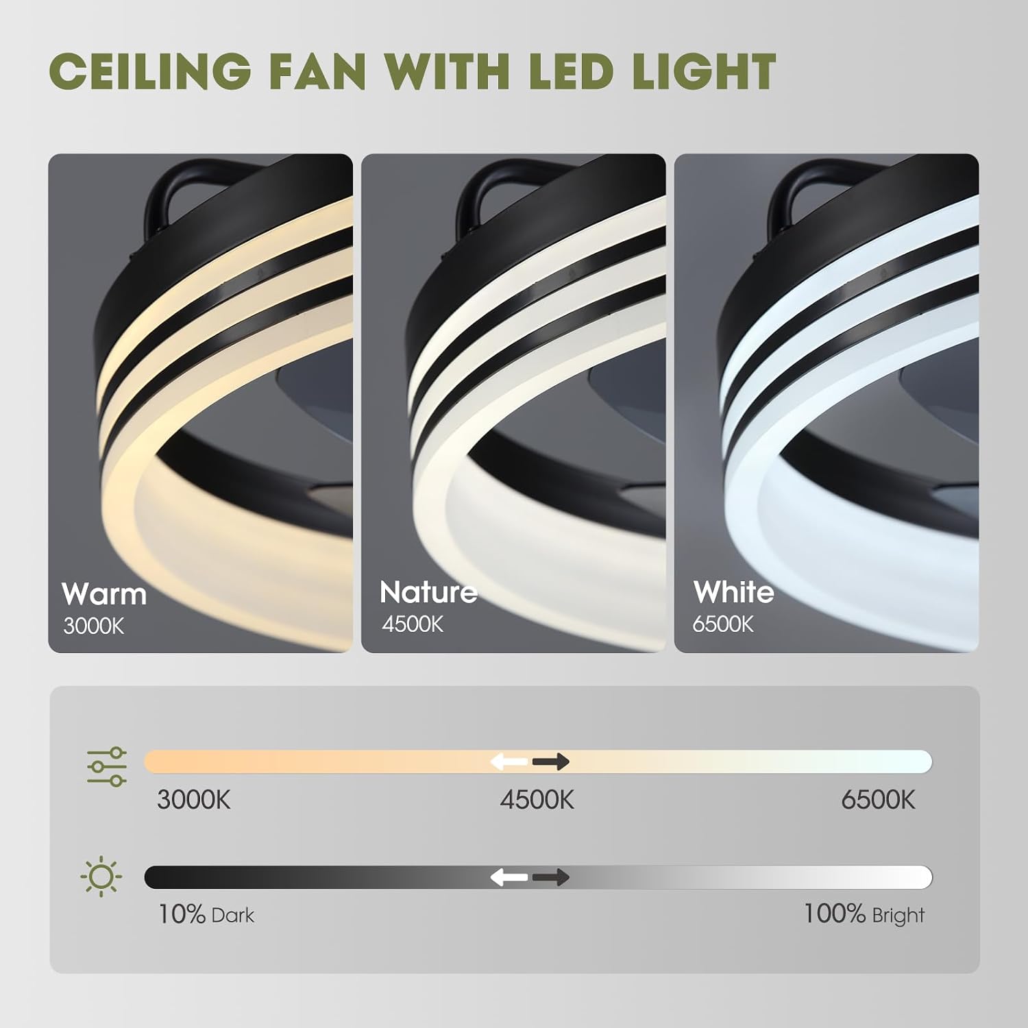 LUDOMIDE Ceiling Fan with Light, Flush Mounted Ceiling Fan with Lights, 6 Wind Speeds Smart Low Profile Fan for Bedroom, Kids Room and Living Room 20" (Black)