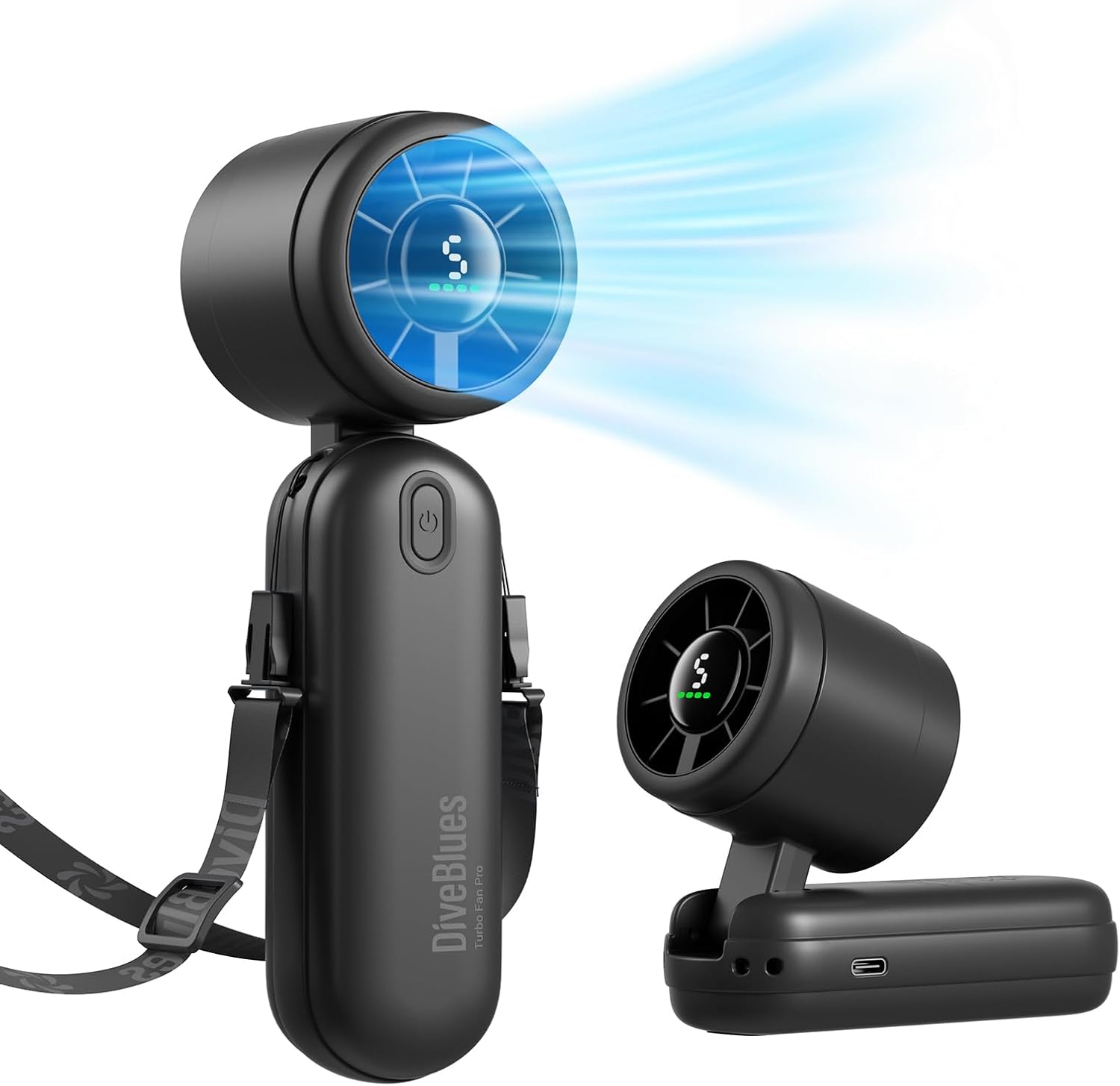 Diveblues Mini Portable Handheld Turbo Fan 27ft/s, 4000mAh Battery