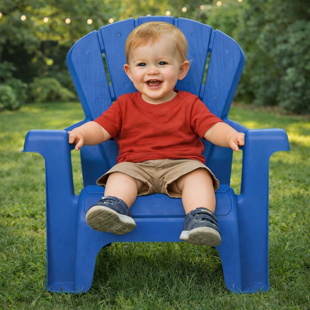 Little Tikes Kids Garden Chair 4 Pack in Blue, Outdoor Toddler Activity Adirondack Chairs for Picnic, Garden, Patio, Backyard & Beach, Outdoor Chair Set