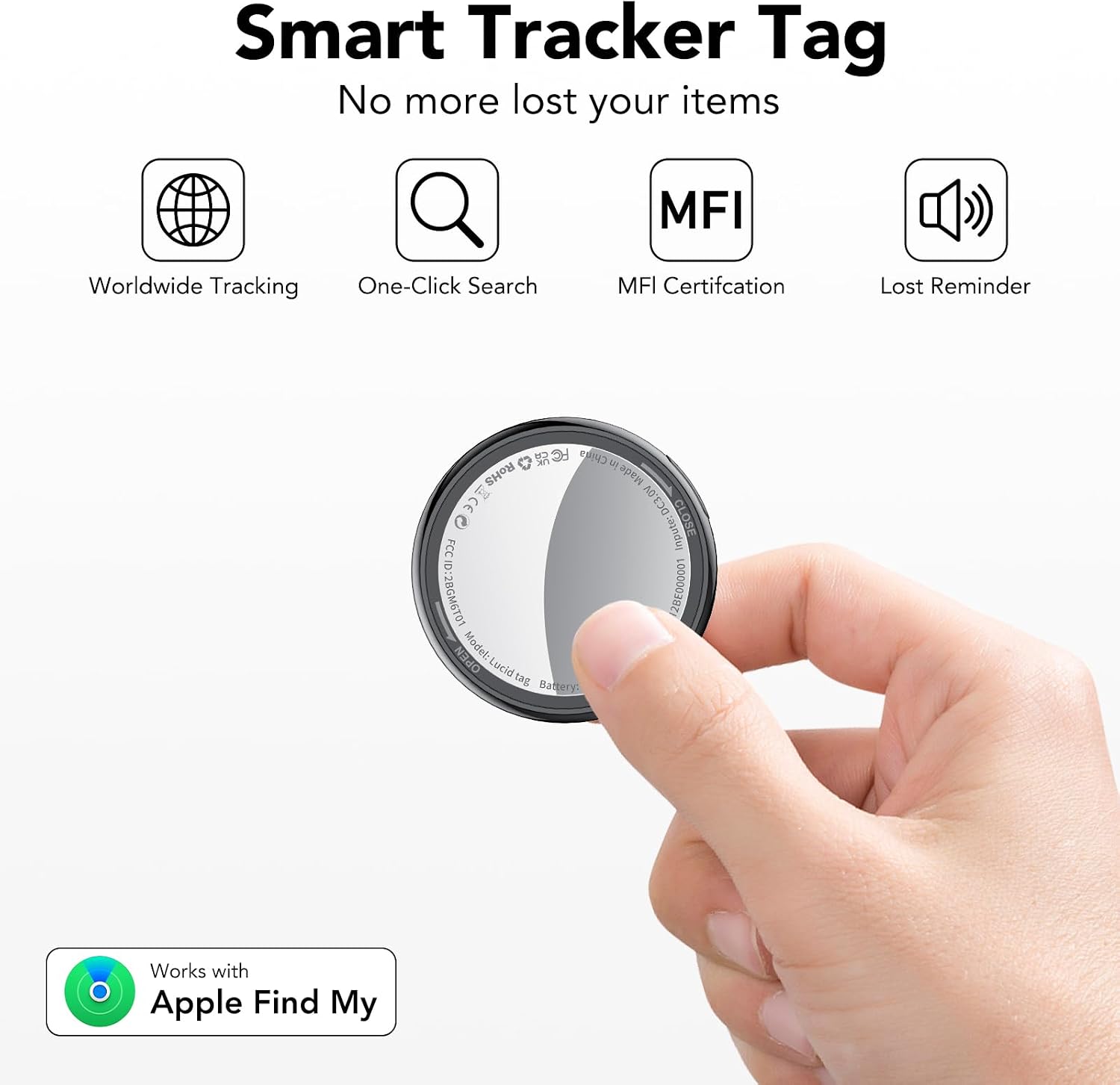 Air Tracker Tag-1 Pack (iOS Only), Smart Key Finder for Bag, Luggage