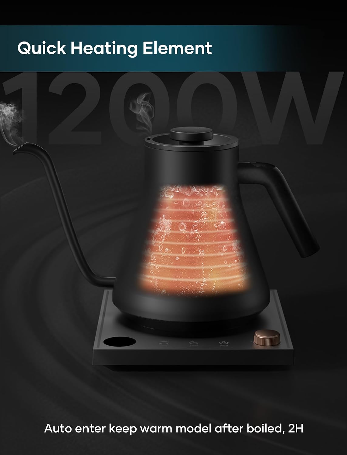 INTASTING Electric Kettles, Gooseneck Electric Kettle, ±1℉ Temperature Control, Stainless Steel Inner, Quick Heating, for Pour Over Coffee, Brew Tea, Boil Hot Water, 0.9L (Artisan)