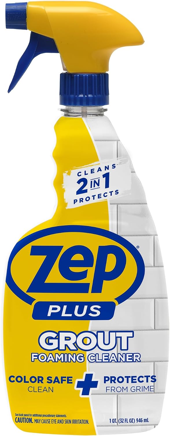 Zep Grout Cleaner and Brightener - ZU104632 - Deep Cleaning Formula Plus Grout Foaming Cleaner - R54212-2-in-1 benefits Deep Clean plus Everyday Clean & Protect